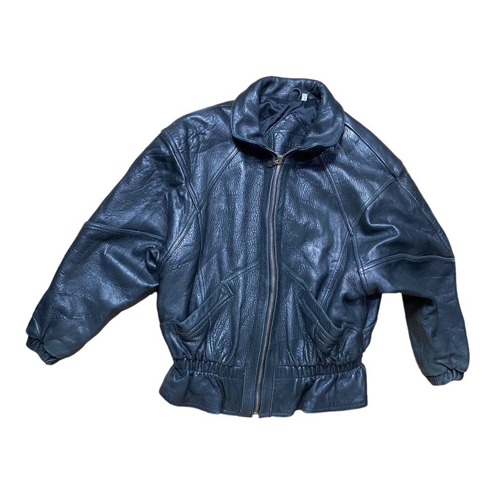Vintage Preston & York Black Leather Lamb Skin Jacket Small